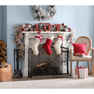 31" H  x 38.5" W x 13" D Black 1 Panel Iron Fireplace Screen OG289