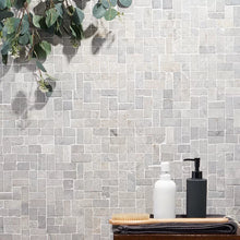 Load image into Gallery viewer, Gray 1&quot; x 2&quot; Natural Stone Pebbles Mosaic Wall Tile
