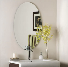 Load image into Gallery viewer, 24 in. W x 36 in. H Frameless Oval Beveled Edge Bathroom Vanity Mirror in Silver
