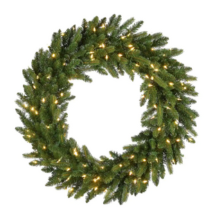 36 in. Feel Real(R) Grande Fir Artificial Christmas Wreath with 150 Warm White LED Lights