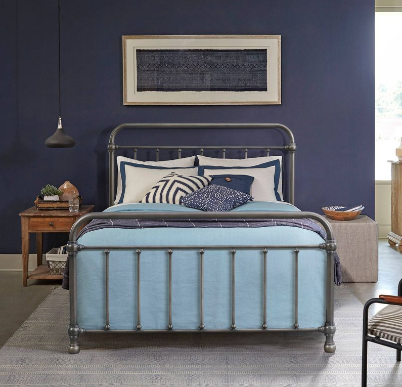 Queen Kirkland Metal Bed Aged Pewter - Hillsdale Furniture