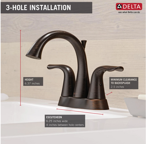 Delta Lahara Centerset Bathroom Faucet with Pop-Up Drain Assembly - Includes Lifetime Warranty