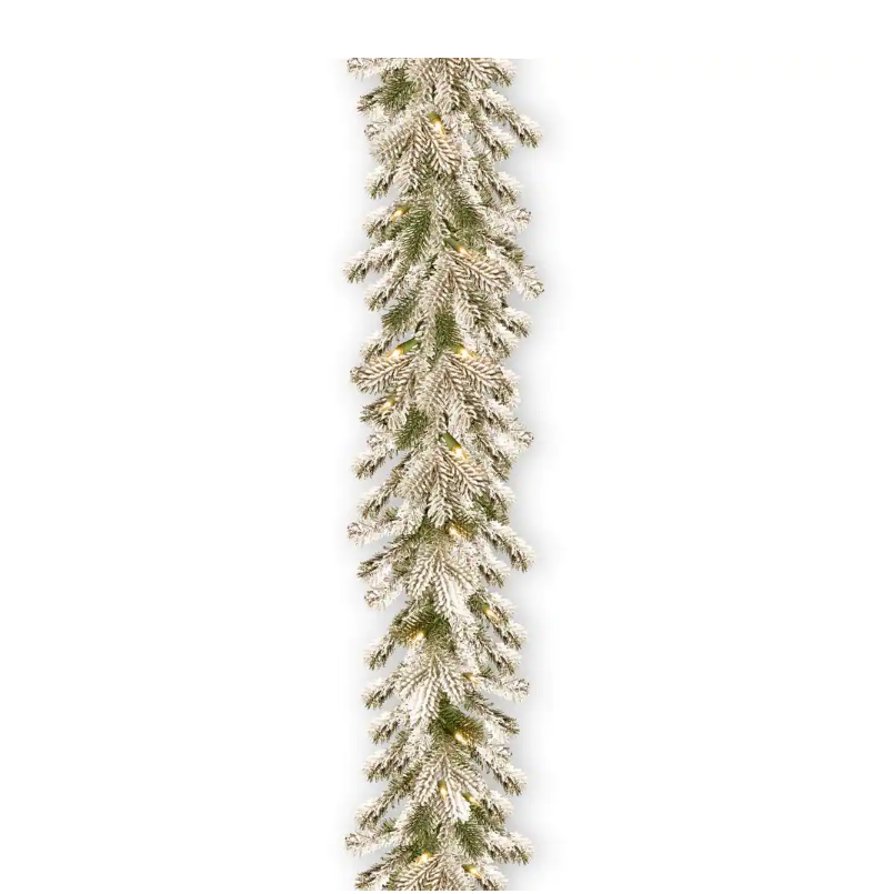 9 ft. Snowy Sheffield Spruce Garland with Clear Lights