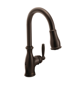 Moen Brantford 1.5 GPM Single Hole Pull Down Kitchen Faucet with Duralast, Duralock, MotionSense, PowerClean, and Reflex Technology - Includes Escutcheon 1613CDR