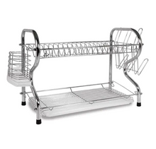 Load image into Gallery viewer, 16 in. 2-Tier Silver Chrome Plated Standing Dish Rack
