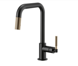 Litze Single Handle Square Arc Pull Down Kitchen Faucet with Knurled Handle - Limited Lifetime Warranty 4053RR