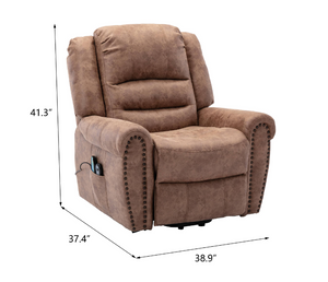 36.4 in. Brown Reclining Heated Massage Chair with Round Arms