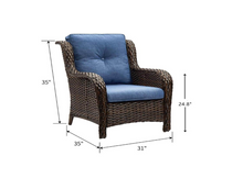Load image into Gallery viewer, Carolina Brown Wicker Outdoor Lounge Chair with Blue Cushion (2-Pack)
