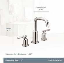 Load image into Gallery viewer, Moen Gibson Widespread Bathroom Sink Faucet - Includes Pop-Up Drain Trim, Less Rough In
