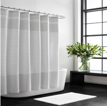 Load image into Gallery viewer, Seersucker Stripe Blue Cotton 72 in. x 70 in. Shower Curtain
