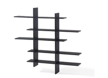 Load image into Gallery viewer, 45 in. x 51 in. Black Laminate Five Level Black Asymmetric Floating Wall Shelf
