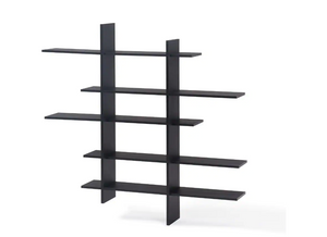 45 in. x 51 in. Black Laminate Five Level Black Asymmetric Floating Wall Shelf