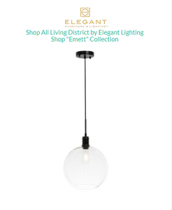 Living District by Elegant Lighting LD6207BK Emett 1 light Black and Clear glass pendant MRM476
