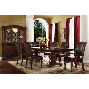 McFerran D7900-T Brown Rich Wood Double Pedestal Dining Table (Set of 7) MRM3492 (5 boxes)