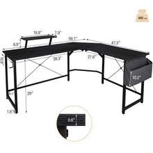 Load image into Gallery viewer, LUDOSPORT L Shaped Office Computer Desk with Storage Bag &amp; Monitor Stand, Black
