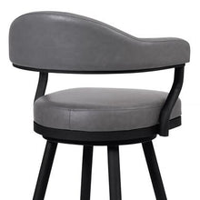 Load image into Gallery viewer, 26&quot; Counter Height Bar Stool in Black Powder Coated Finish and Vintage Gray Faux Leather
