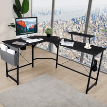 Load image into Gallery viewer, LUDOSPORT L Shaped Office Computer Desk with Storage Bag &amp; Monitor Stand, Black

