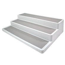 Load image into Gallery viewer, Spice Rack Non Slip 3 Tier Step Shelf Organizer - White - For Kitchen, Refrigerator, Pantry, Cabinet, Cupboards, Countertops &amp; More
