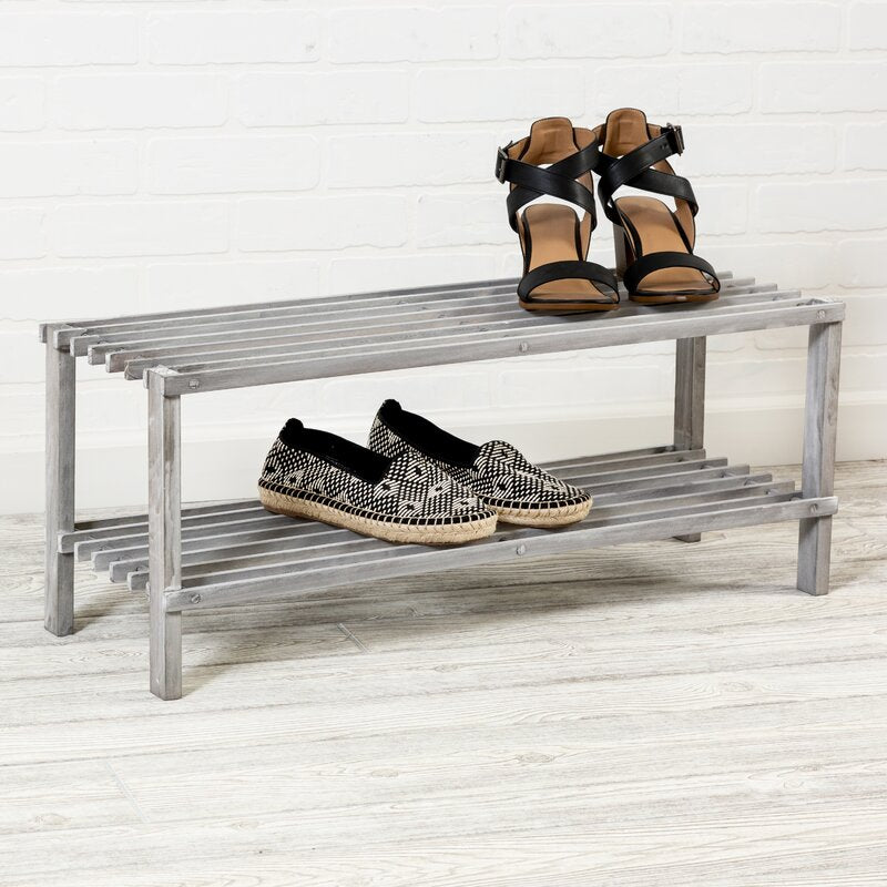 Gray 2-Tier 8 Pair Shoe Rack 1157AH