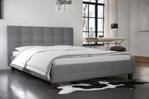 Rose Upholstered Bed Gray Linen #4044