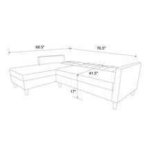 Load image into Gallery viewer, DHP Hartford Storage Sectional Futon with Chaise in Gray Chenille (2boxes!) 564AH
