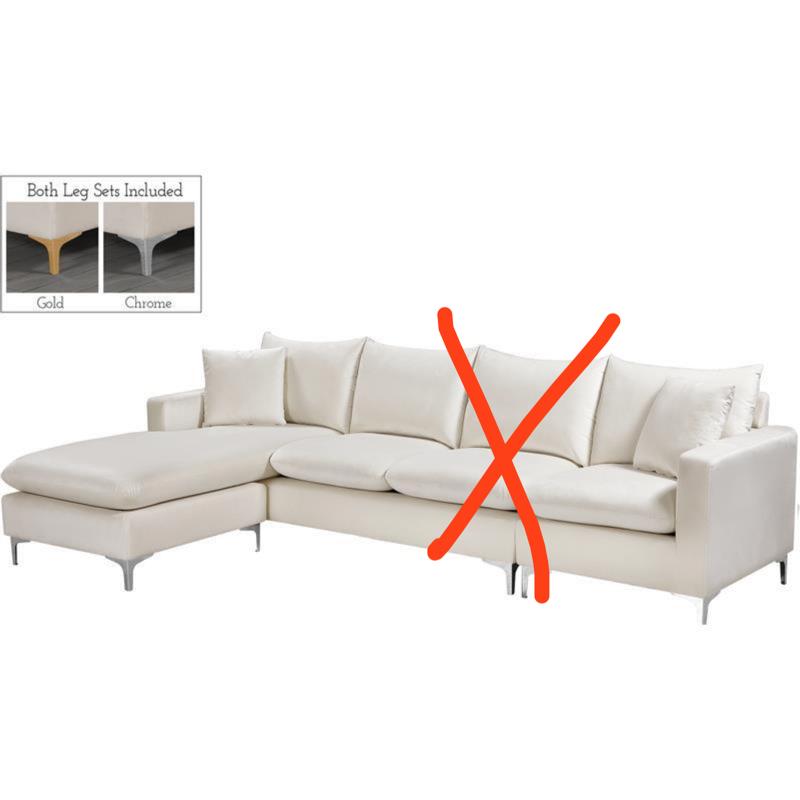 Meridian Furniture Naomi Cream Velvet 2pc. Reversible Sectional (chaise only)  MRM1181