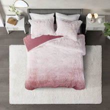 Load image into Gallery viewer, CosmoLiving Cleo Ombre Shaggy Fur 3-Piece Full/Queen Comforter Set in Blush 6554RR

