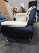 Load image into Gallery viewer, Jasmine Off White on Black 2 Piece Faux Leather Living Room Set
