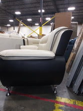 Load image into Gallery viewer, Jasmine Off White on Black 2 Piece Faux Leather Living Room Set
