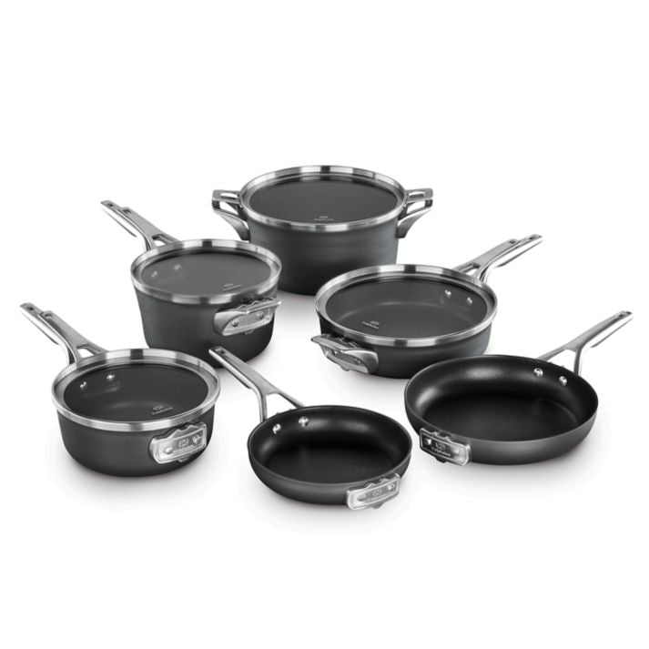 Space Saving Nonstick Hard-Anodized 10-Piece Cookware Set