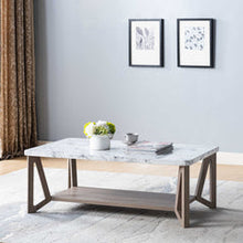 Load image into Gallery viewer, Faux White Marble &amp; Dark Taupe Coffee Table
