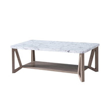 Load image into Gallery viewer, Faux White Marble &amp; Dark Taupe Coffee Table
