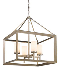 Load image into Gallery viewer, Golden Lighting 2073-4 WG Smyth 4 Light 21 inch White Gold Chandelier Ceiling Light in Opal Glass MRM2182
