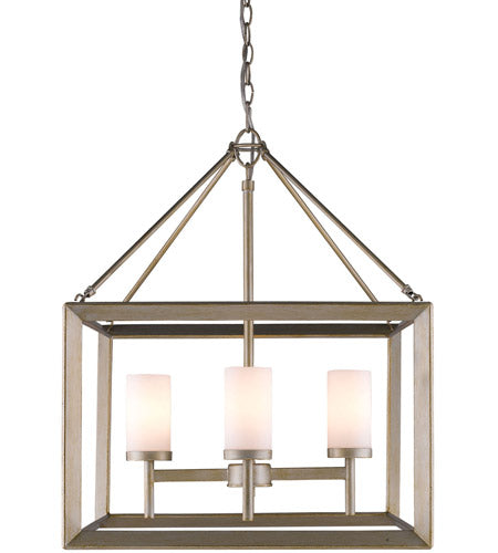 Golden Lighting 2073-4 WG Smyth 4 Light 21 inch White Gold Chandelier Ceiling Light in Opal Glass MRM2182