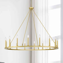 Load image into Gallery viewer, Light Candle Style Wagon Wheel Chandelier
