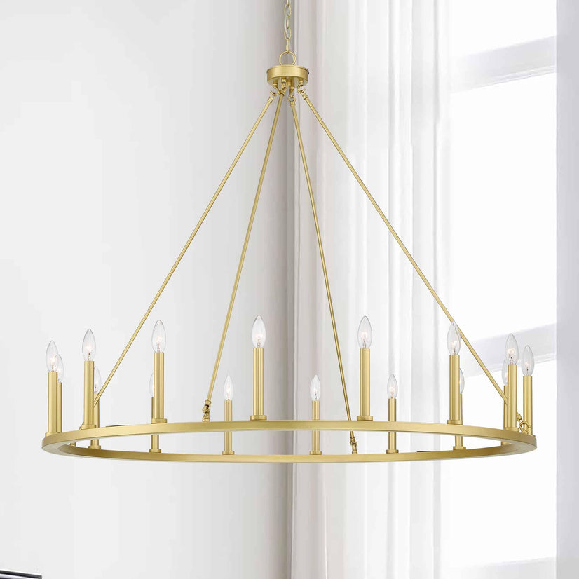Light Candle Style Wagon Wheel Chandelier