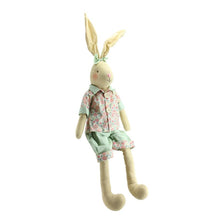 Load image into Gallery viewer, 20&quot; Sitting Linen Pink and Green Floral Easter Bunny Rabbit Spring Figure GL1654
