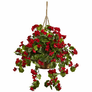 21.5" Artificial Flowering Plant in Basket