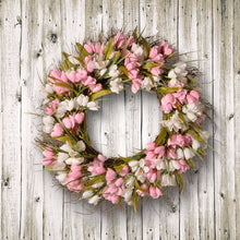 Load image into Gallery viewer, 21.65&quot; Tulip Wreath - Pink - 341CE
