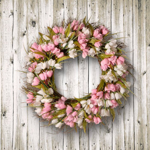 21.65" Tulip Wreath - Pink - 341CE