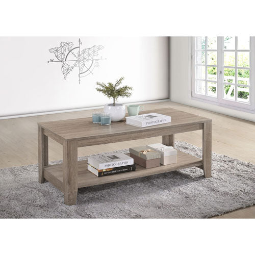 Barry 42 in. Dark Taupe Large Rectangle Wood Coffee Table with Shelf 857CDR