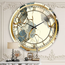 Load image into Gallery viewer, Designart &quot;Gold Glam Squares VI&quot; Glam Aluminum Wall Clock in Gold 5143RR
