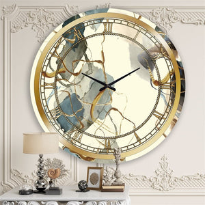 Designart "Gold Glam Squares VI" Glam Aluminum Wall Clock in Gold 5143RR