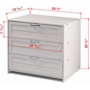 Donco Kids Louver 3 Drawer Solid Wood Chest in White 6767RR