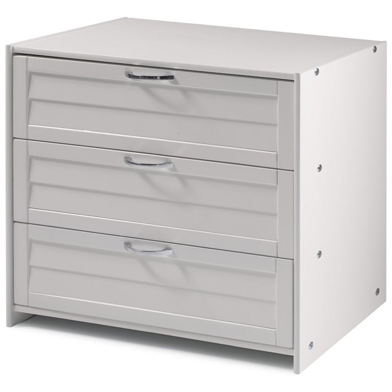 Donco Kids Louver 3 Drawer Solid Wood Chest in White 6767RR