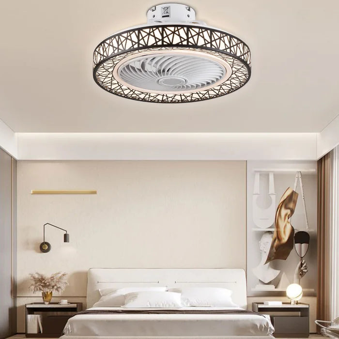 23'' 7 - Blade LED Flush Mount Ceiling Fan with Remote Control and Light Kit Included