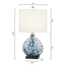 Load image into Gallery viewer, 23&quot; Bedside Blue Glass Table Lamp
