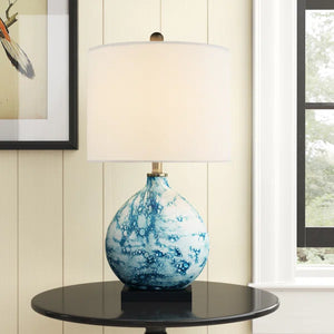23" Bedside Blue Glass Table Lamp
