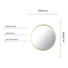 Load image into Gallery viewer, 24 &quot; Round Wall Mirror, Gold Modern Metal Frame Bathroom Bedroom Decor
