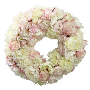 24" Peony Wreath in Champagne #9580